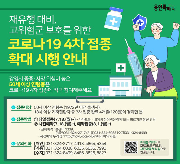 ▲ 용인시 코로나19 백신 4차 접종 안내문. ⓒ 뉴스피크